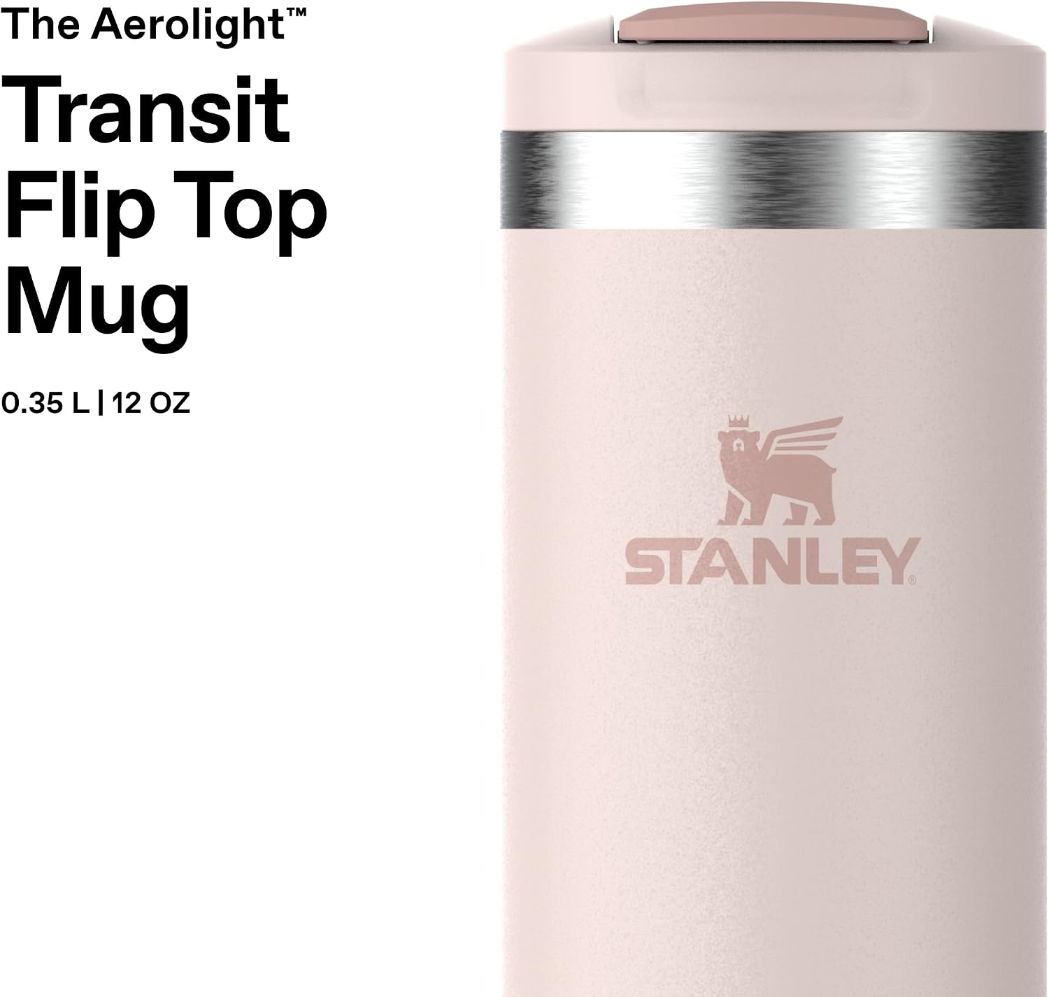 STANLEY Transit FlipTop Mug | Leakproof Coffee Travel Cup | Vacuum Insulated Stainless Steel | Stays Hot or Cold for Hours | BPA-Free | 16 oz | Peach Rose