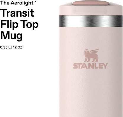 STANLEY Transit FlipTop Mug | Leakproof Coffee Travel Cup | Vacuum Insulated Stainless Steel | Stays Hot or Cold for Hours | BPA-Free | 16 oz | Peach Rose