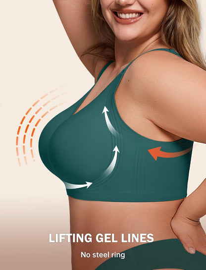 LetsJoli Bras for Women Supportive Wireless Push Up Bra Full Coverage No Underwire Seamless Plus Size for Older Women