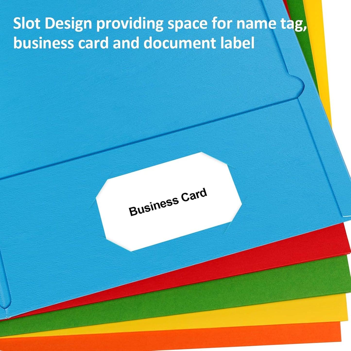 Plastic Folders with Pockets, 6 Color Heavy Duty Two Pocket Folder Business Card Holder for Office High School