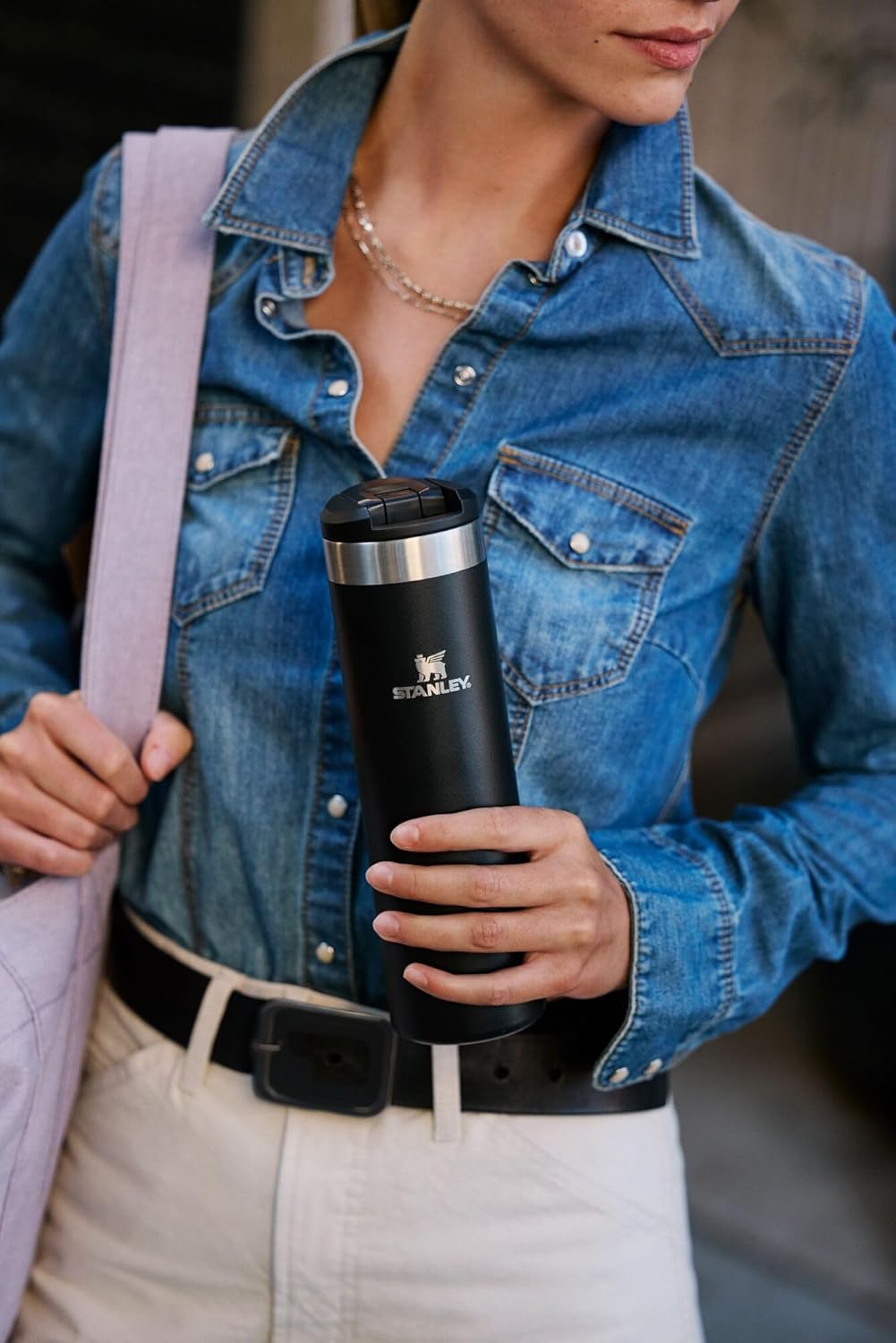 STANLEY Transit FlipTop Mug | Leakproof Coffee Travel Cup | Vacuum Insulated Stainless Steel | Stays Hot or Cold for Hours | BPA-Free | 16 oz | Peach Rose