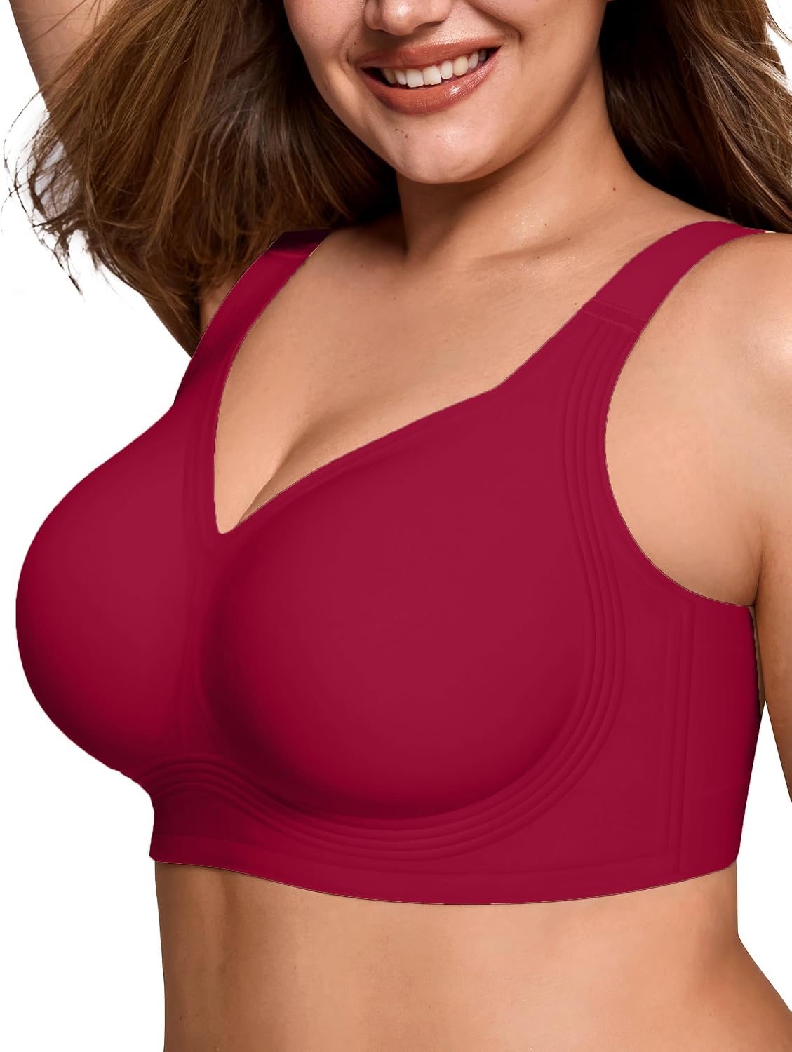 LetsJoli Bras for Women Supportive Wireless Push Up Bra Full Coverage No Underwire Seamless Plus Size for Older Women