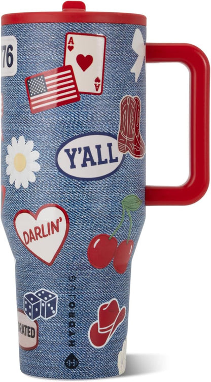 HydroJug Traveler 32oz, Insulated Tumbler with Handle & Straw, Pink Sand
