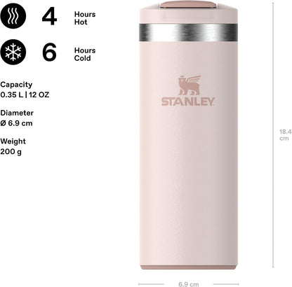 STANLEY Transit FlipTop Mug | Leakproof Coffee Travel Cup | Vacuum Insulated Stainless Steel | Stays Hot or Cold for Hours | BPA-Free | 16 oz | Peach Rose