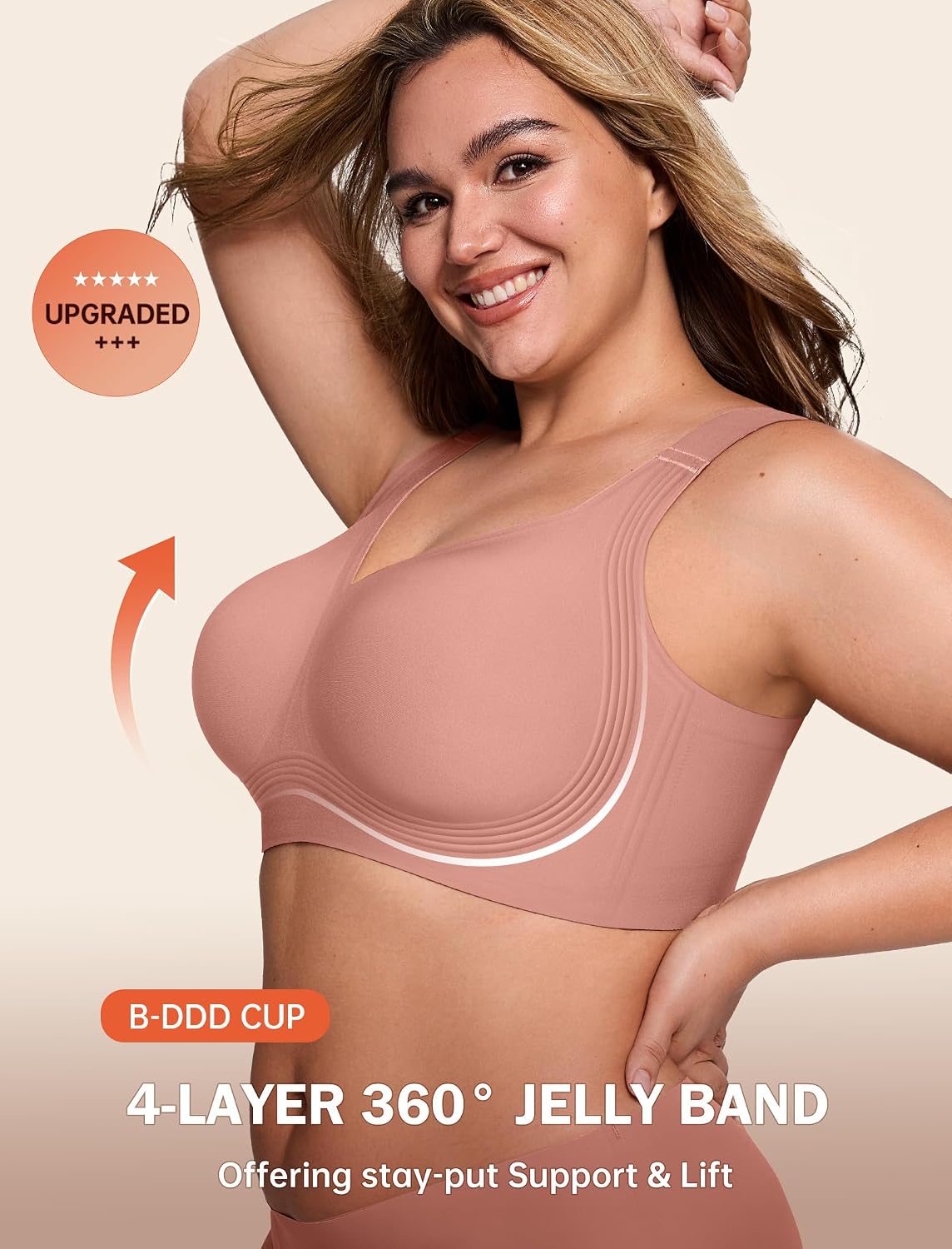 LetsJoli Bras for Women Supportive Wireless Push Up Bra Full Coverage No Underwire Seamless Plus Size for Older Women