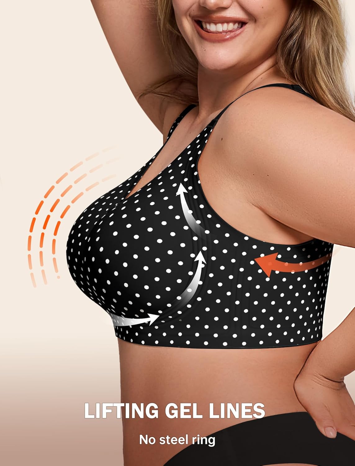 LetsJoli Bras for Women Supportive Wireless Push Up Bra Full Coverage No Underwire Seamless Plus Size for Older Women