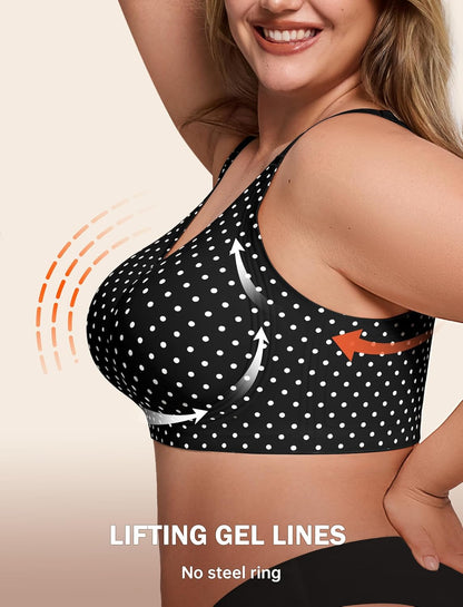 LetsJoli Bras for Women Supportive Wireless Push Up Bra Full Coverage No Underwire Seamless Plus Size for Older Women
