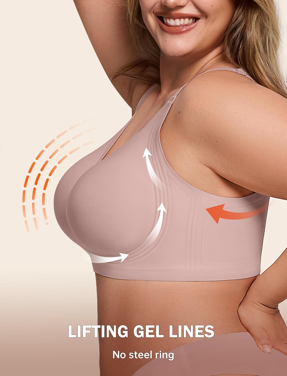 LetsJoli Bras for Women Supportive Wireless Push Up Bra Full Coverage No Underwire Seamless Plus Size for Older Women