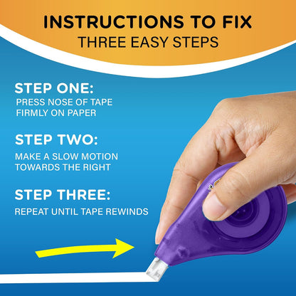 BIC Wite-Out EZ Correct Correction Tape, White, No Dry Time, Tear Resistant Tape, 2-Count