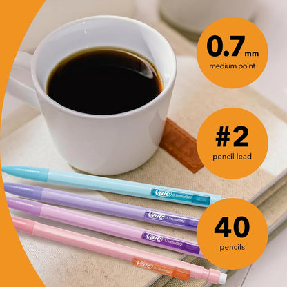 BIC Xtra Smooth Mechanical Pencil with 0.7 mm Medium Point ,Refillable and Retractable, School Supplies for Students and Teachers, 40-Count Pack