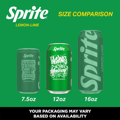Sprite Lemon-Lime Caffeine-Free Soda Soft Drink Cans, 12 fl oz, 12 Pack | Fridge pack, naturally flavored soft drink, carbonated