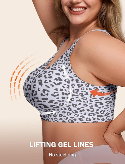 LetsJoli Bras for Women Supportive Wireless Push Up Bra Full Coverage No Underwire Seamless Plus Size for Older Women