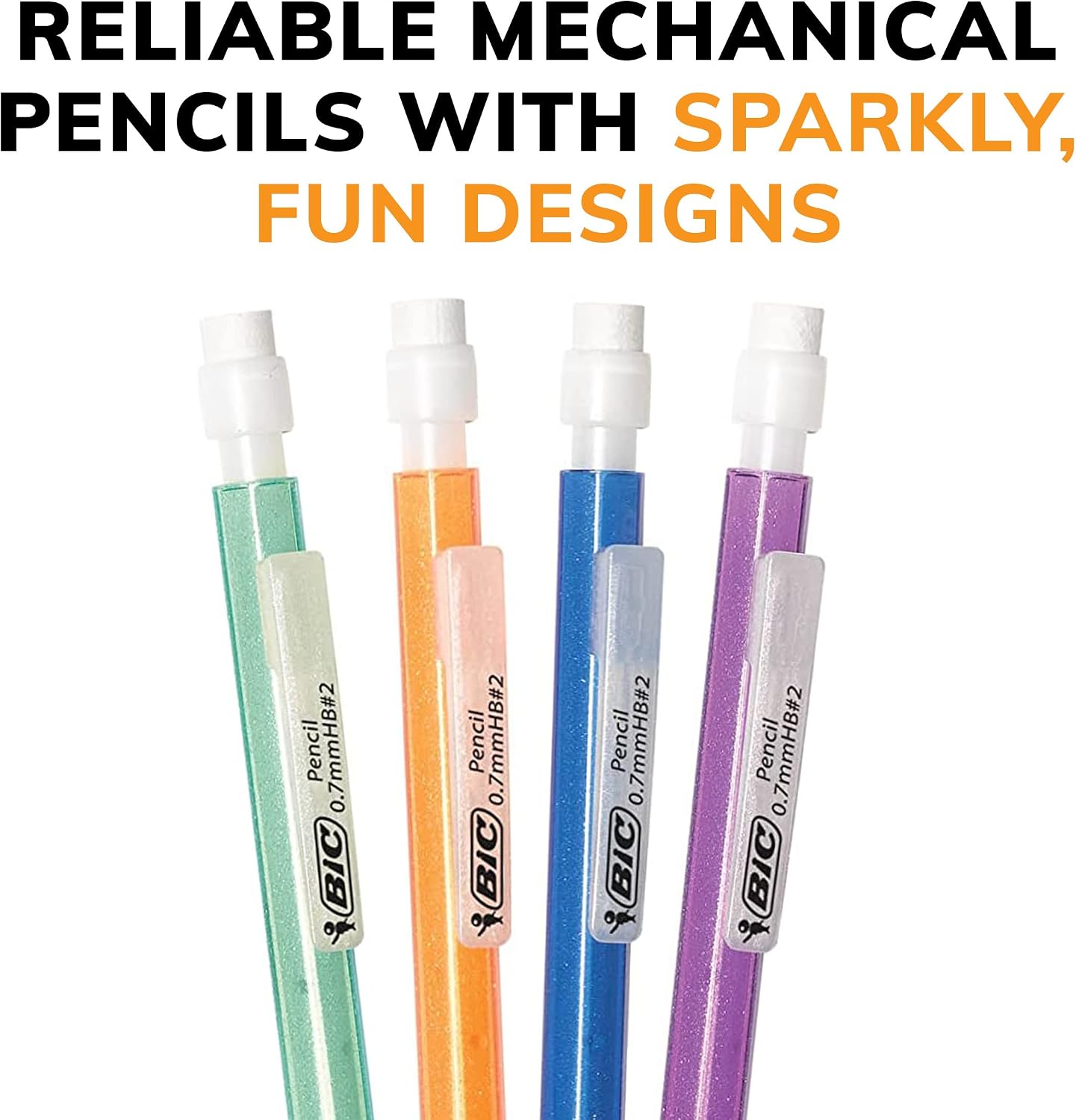 BIC Xtra-Smooth Pastel Mechanical Pencils with Erasers, Medium Point (0.7mm), 24-Count Pack, Bulk Mechanical Pencils for School or Office Supplies