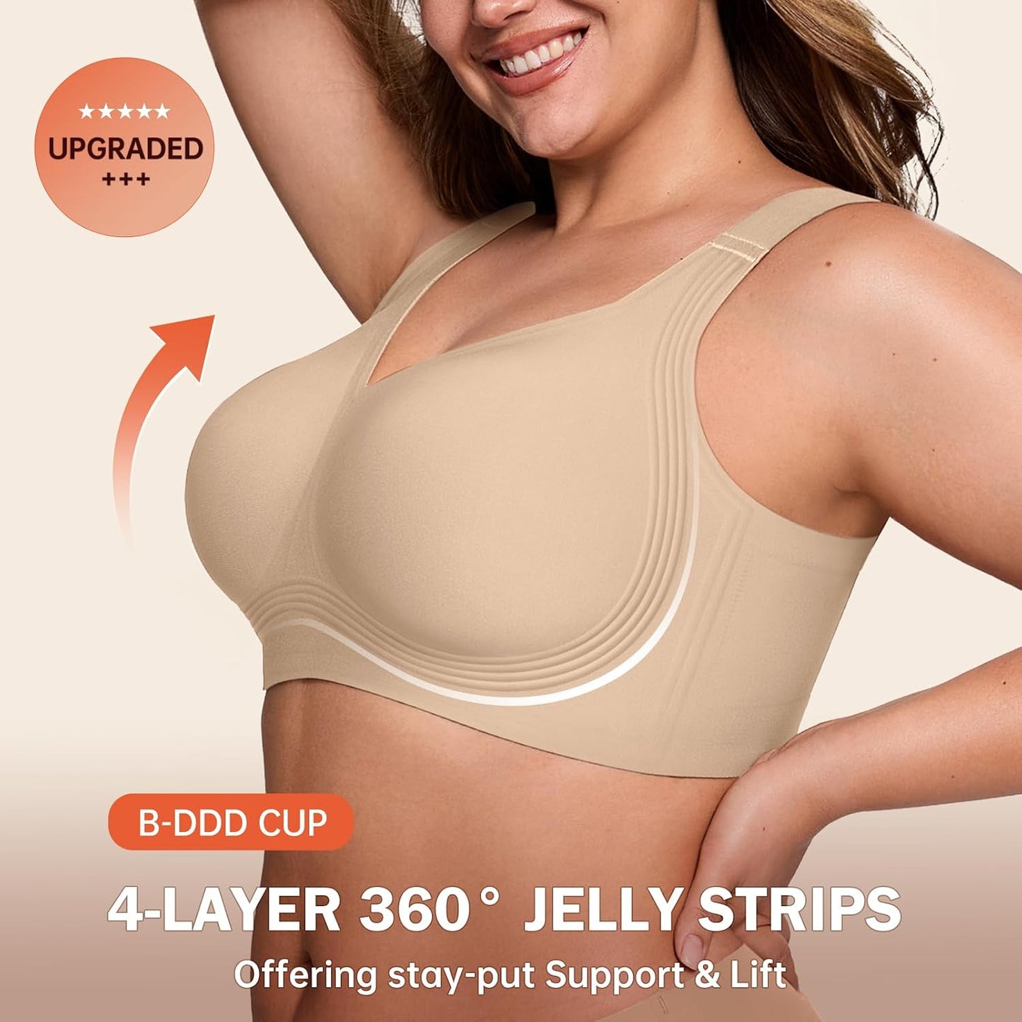 LetsJoli Bras for Women Supportive Wireless Push Up Bra Full Coverage No Underwire Seamless Plus Size for Older Women