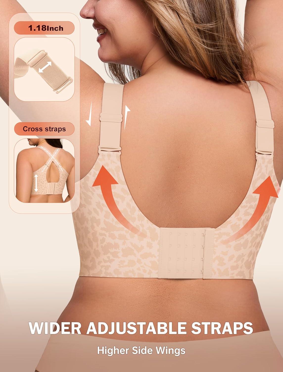 LetsJoli Bras for Women Supportive Wireless Push Up Bra Full Coverage No Underwire Seamless Plus Size for Older Women