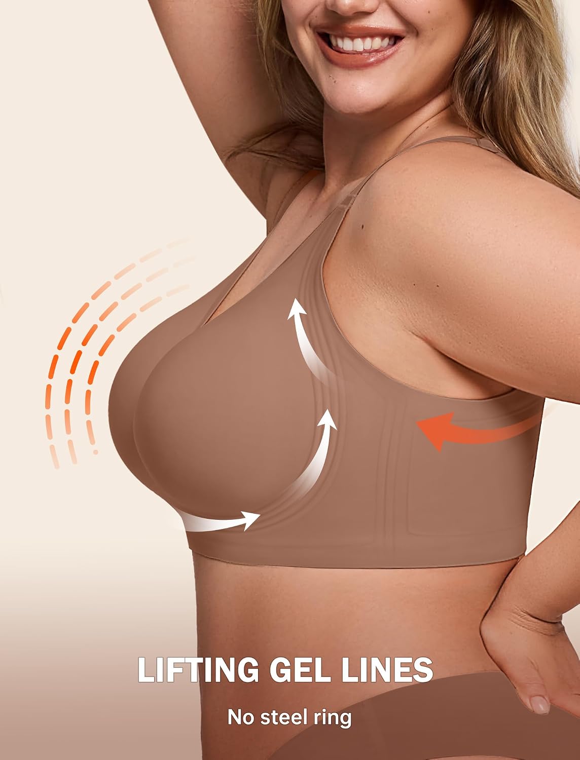 LetsJoli Bras for Women Supportive Wireless Push Up Bra Full Coverage No Underwire Seamless Plus Size for Older Women
