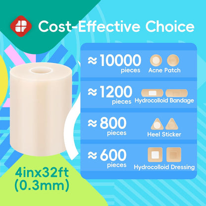 LIFARA Hydrocolloid Roll for Wound Care - Cut-to-Size, Hydrocolloid Patch Bandages with Self-Adhesive, Ultra Absorbent & Waterproof, First Aid Kit Essential (11.8mil/ 0.3mm Thickness, 2in*8ft)