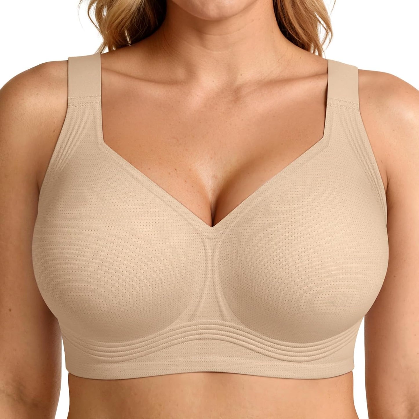 LetsJoli Bras for Women Supportive Wireless Push Up Bra Full Coverage No Underwire Seamless Plus Size for Older Women