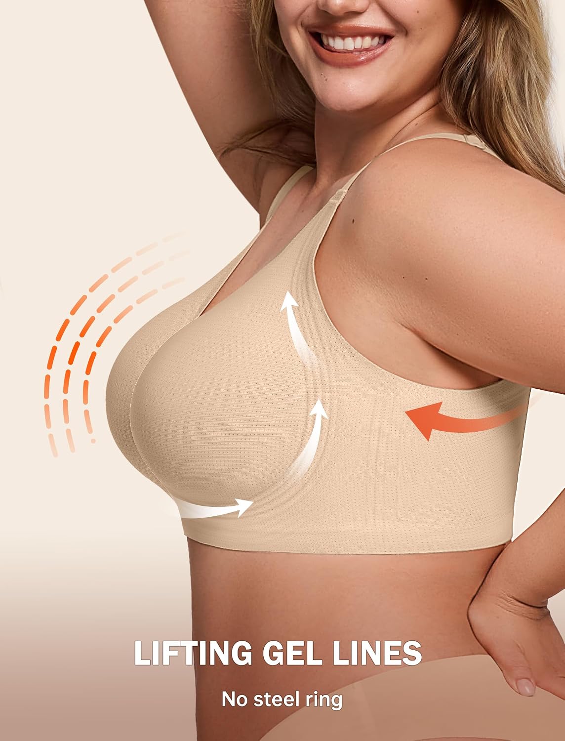 LetsJoli Bras for Women Supportive Wireless Push Up Bra Full Coverage No Underwire Seamless Plus Size for Older Women