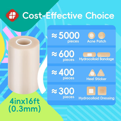 LIFARA Hydrocolloid Roll for Wound Care - Cut-to-Size, Hydrocolloid Patch Bandages with Self-Adhesive, Ultra Absorbent & Waterproof, First Aid Kit Essential (11.8mil/ 0.3mm Thickness, 2in*8ft)