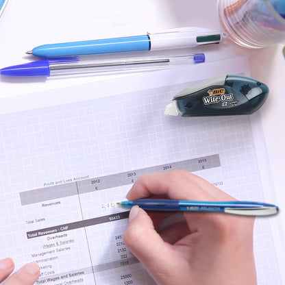 BIC Wite-Out EZ Correct Correction Tape, White, No Dry Time, Tear Resistant Tape, 2-Count