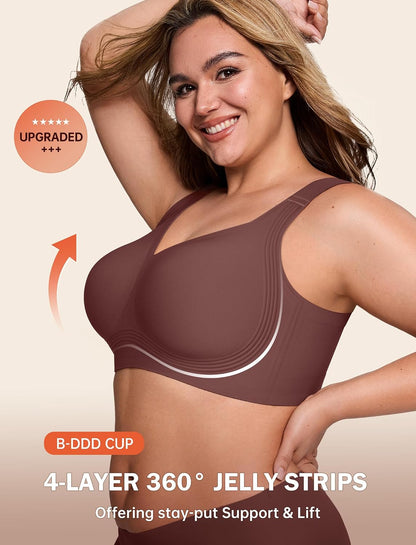 LetsJoli Bras for Women Supportive Wireless Push Up Bra Full Coverage No Underwire Seamless Plus Size for Older Women