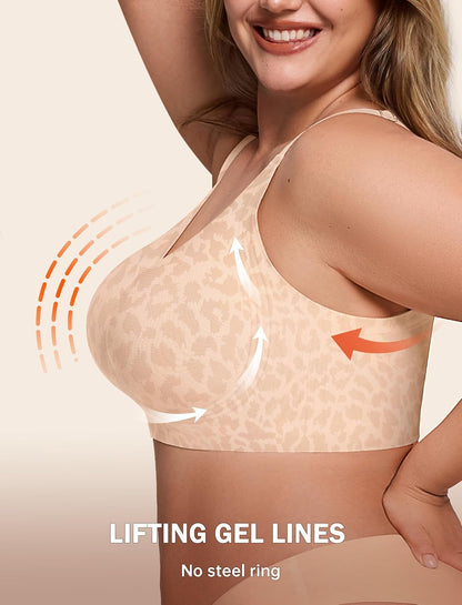 LetsJoli Bras for Women Supportive Wireless Push Up Bra Full Coverage No Underwire Seamless Plus Size for Older Women