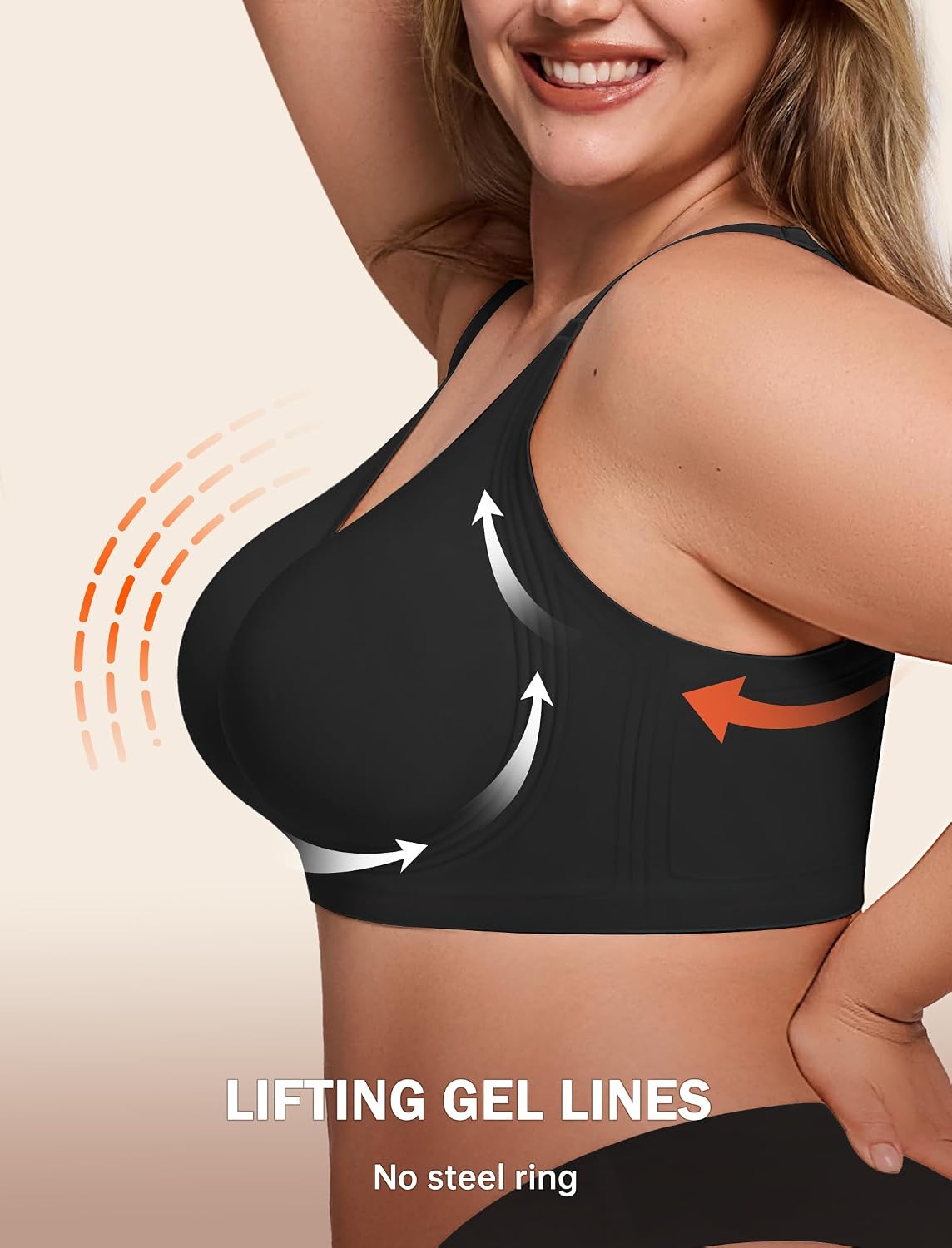 LetsJoli Bras for Women Supportive Wireless Push Up Bra Full Coverage No Underwire Seamless Plus Size for Older Women