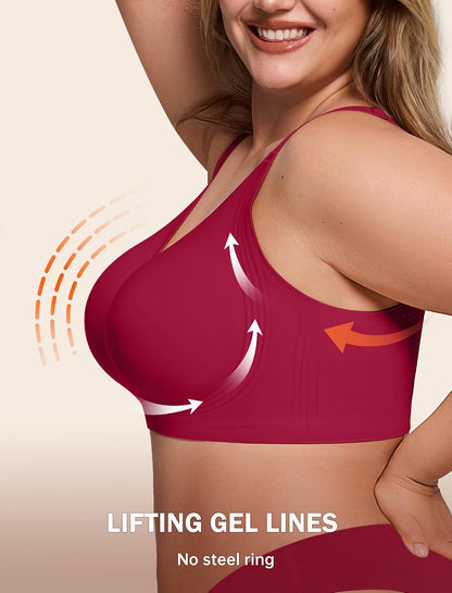 LetsJoli Bras for Women Supportive Wireless Push Up Bra Full Coverage No Underwire Seamless Plus Size for Older Women
