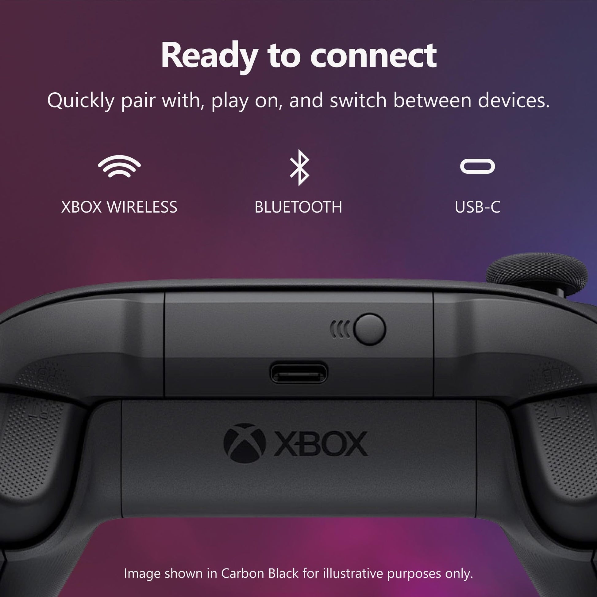 XBOX Wireless Gaming Controller | Carbon Black | Console, PC, & Cloud Devices | Textured Grip | Wireless, Bluetooth, USB-C Connectivity