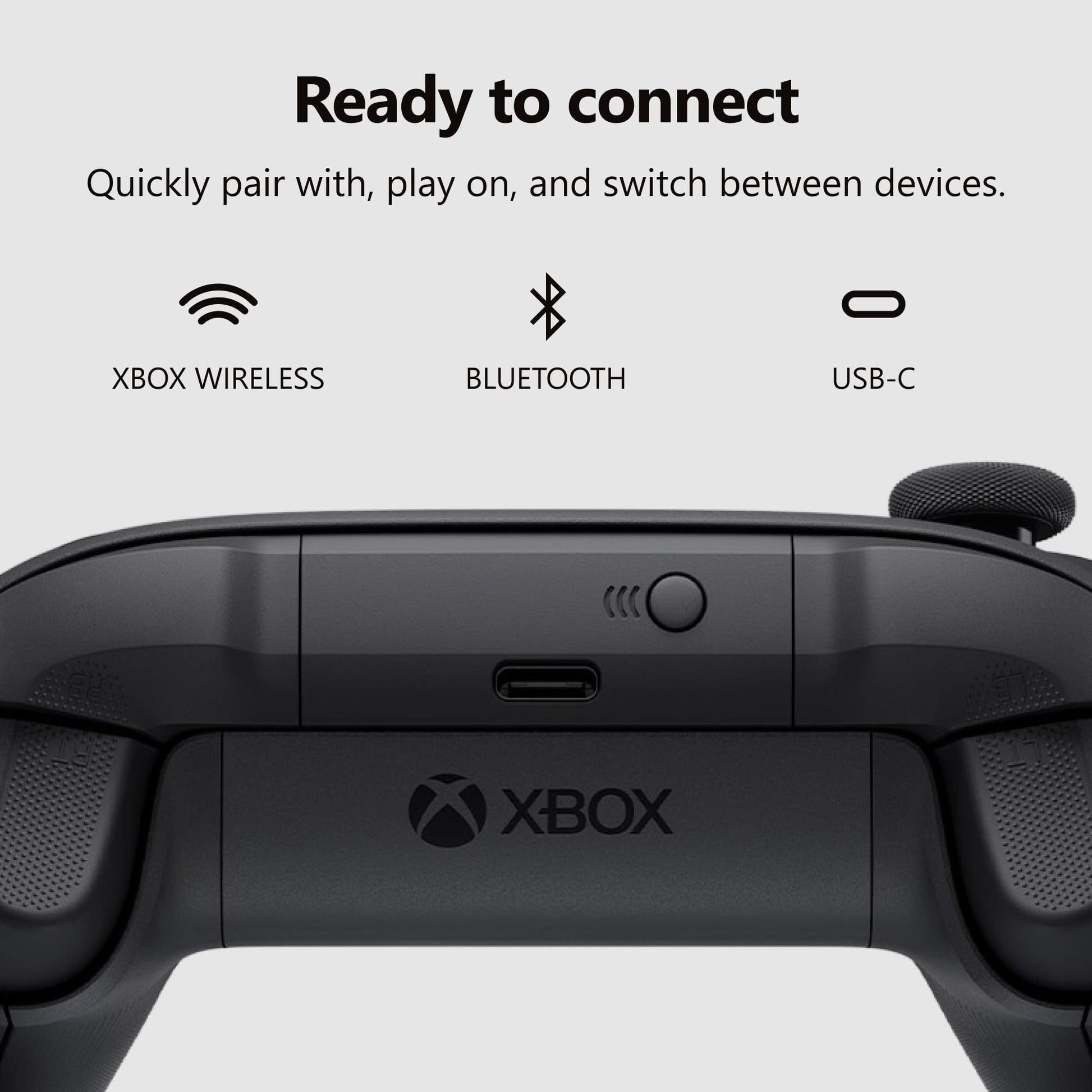 XBOX Wireless Gaming Controller | Carbon Black | Console, PC, & Cloud Devices | Textured Grip | Wireless, Bluetooth, USB-C Connectivity