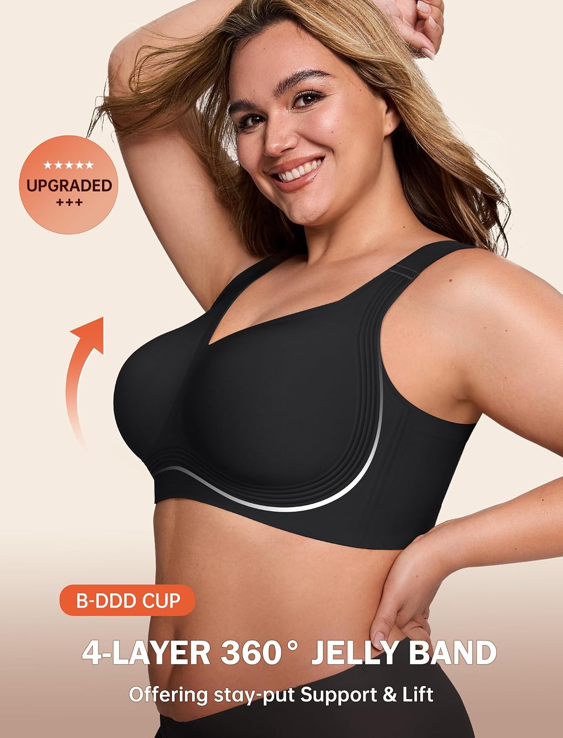 LetsJoli Bras for Women Supportive Wireless Push Up Bra Full Coverage No Underwire Seamless Plus Size for Older Women