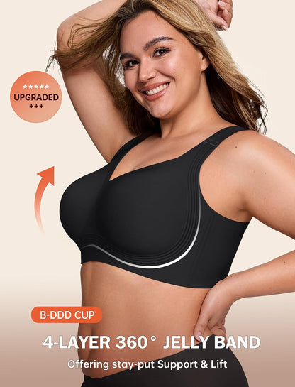 LetsJoli Bras for Women Supportive Wireless Push Up Bra Full Coverage No Underwire Seamless Plus Size for Older Women