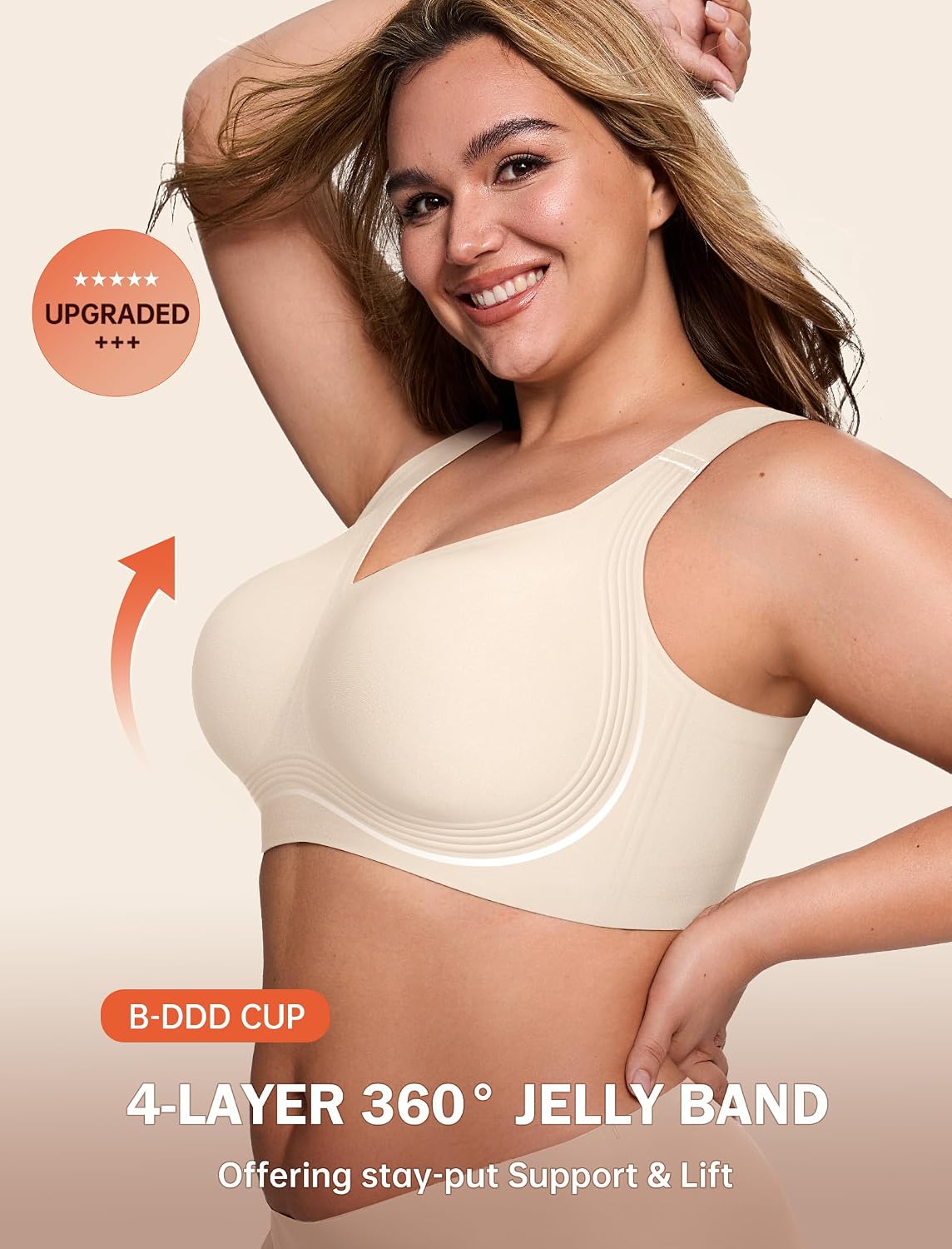 LetsJoli Bras for Women Supportive Wireless Push Up Bra Full Coverage No Underwire Seamless Plus Size for Older Women