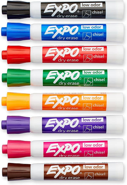 EXPO Dry Erase Markers, Low Odor Ink, Chisel Tip, 8 Count - Whiteboard, Calendar, Organization, Essential Supplies for Office, School, Classroom, Teachers