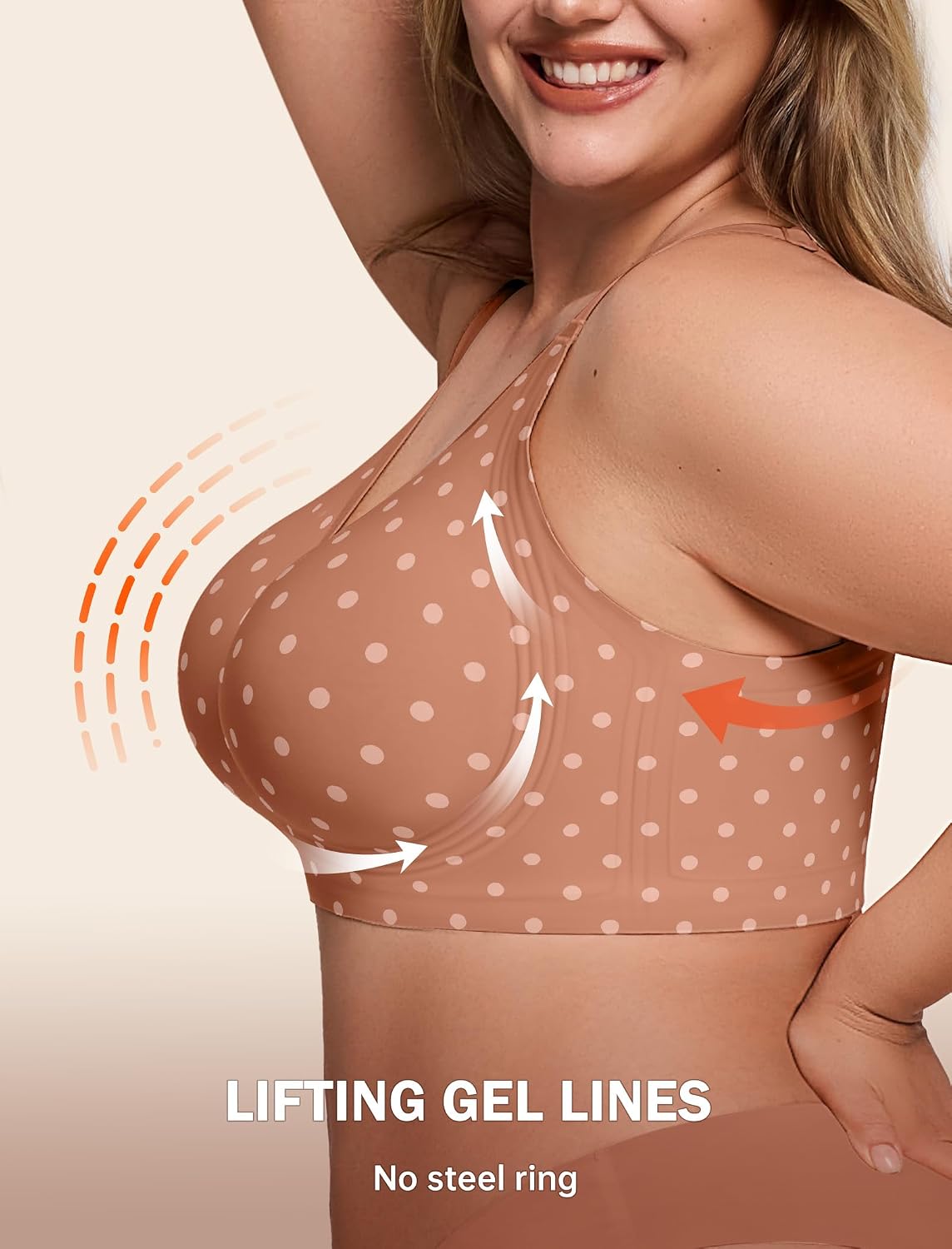 LetsJoli Bras for Women Supportive Wireless Push Up Bra Full Coverage No Underwire Seamless Plus Size for Older Women