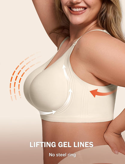 LetsJoli Bras for Women Supportive Wireless Push Up Bra Full Coverage No Underwire Seamless Plus Size for Older Women
