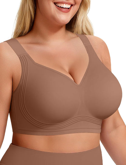 LetsJoli Bras for Women Supportive Wireless Push Up Bra Full Coverage No Underwire Seamless Plus Size for Older Women
