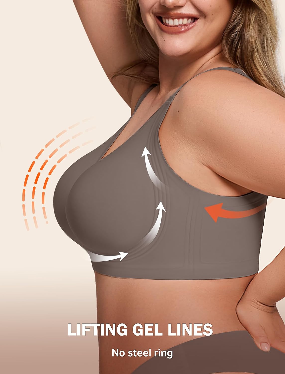 LetsJoli Bras for Women Supportive Wireless Push Up Bra Full Coverage No Underwire Seamless Plus Size for Older Women