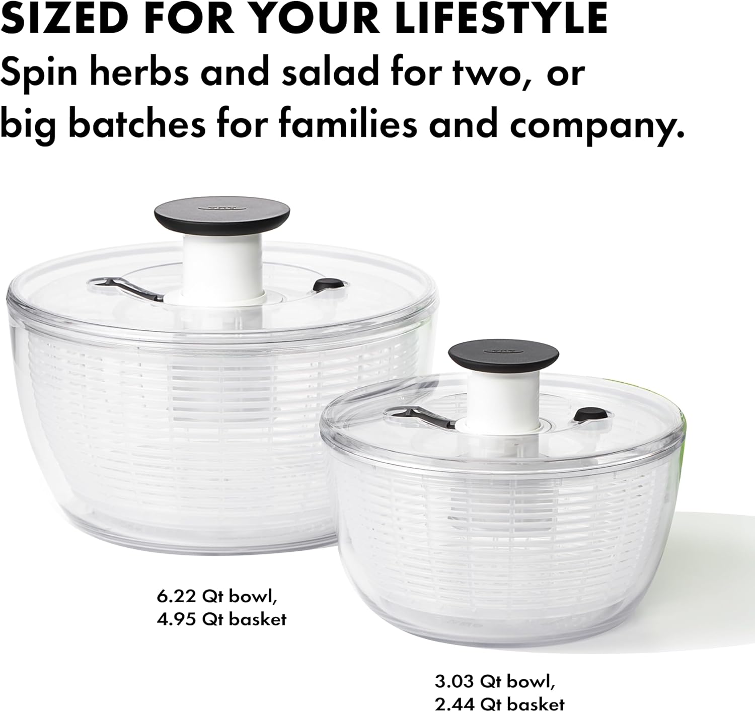 OXO Good Grips Salad Spinner | Lettuce Spinner | Fruit Washer | Fruit Washing Bowl with Strainer | Vegetable Cleaner | Salad Cleaner | Lettuce Washer | 6.22 Quart Capacity