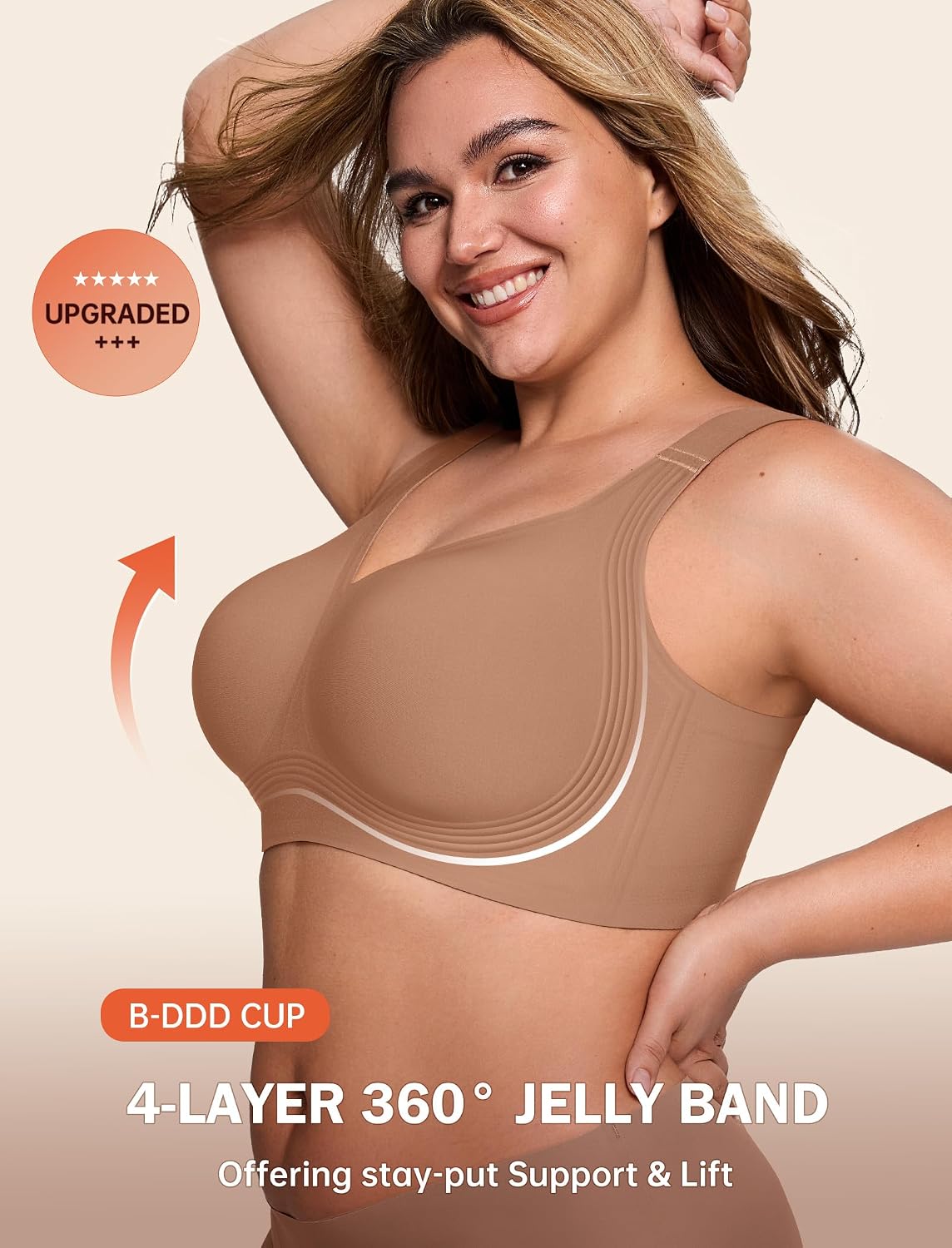 LetsJoli Bras for Women Supportive Wireless Push Up Bra Full Coverage No Underwire Seamless Plus Size for Older Women