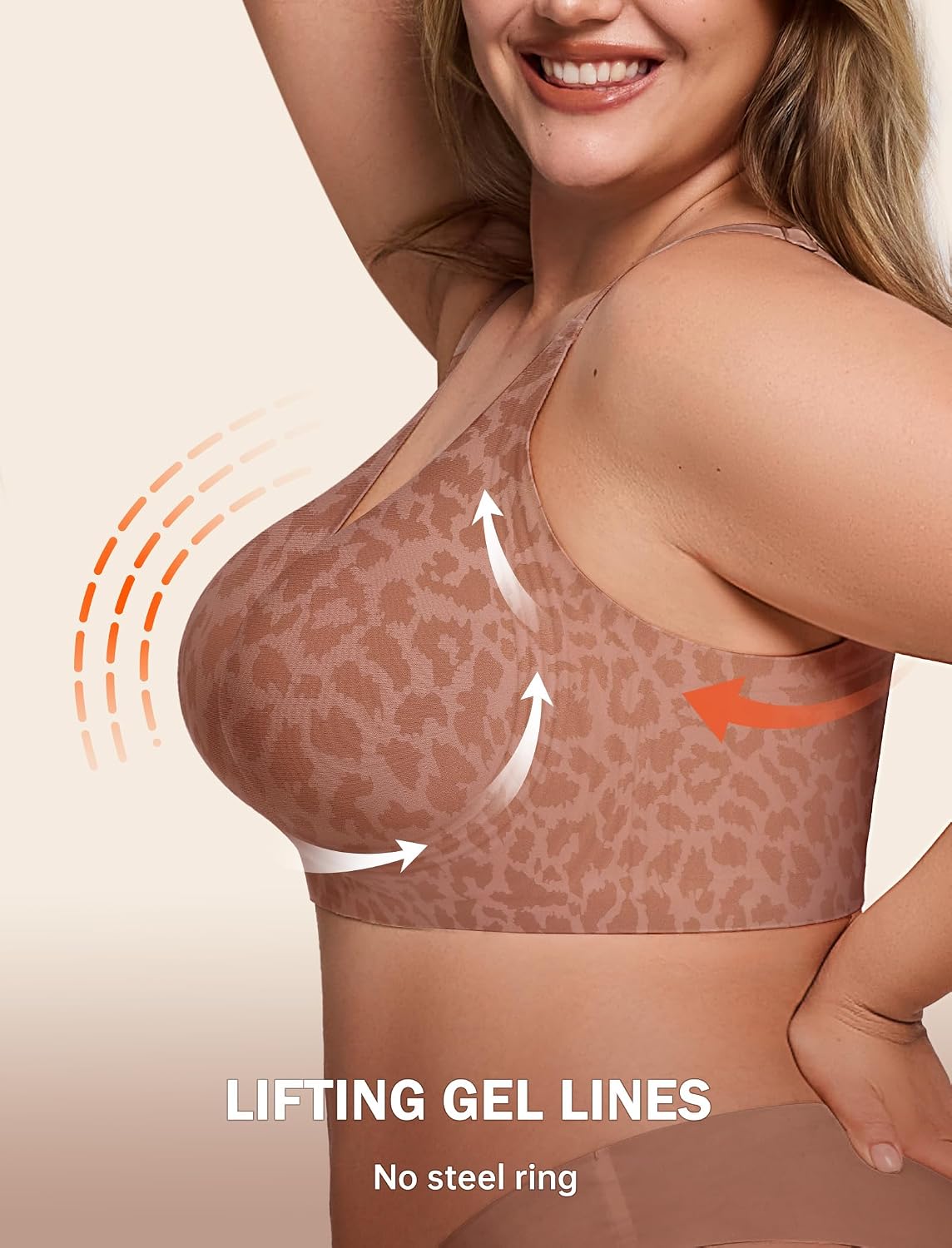 LetsJoli Bras for Women Supportive Wireless Push Up Bra Full Coverage No Underwire Seamless Plus Size for Older Women