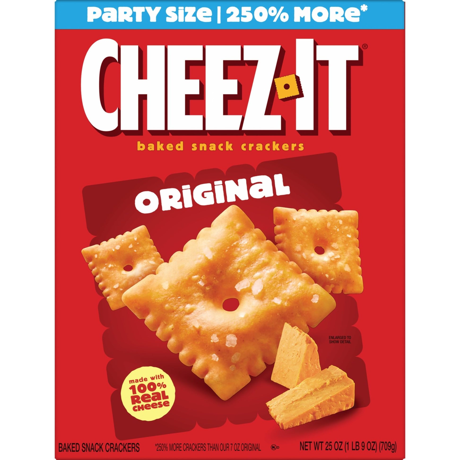 Cheez-It Cheese Crackers, Baked Snack Crackers, Lunch Snacks, Party Size, Original, 25oz Box (1 Box)