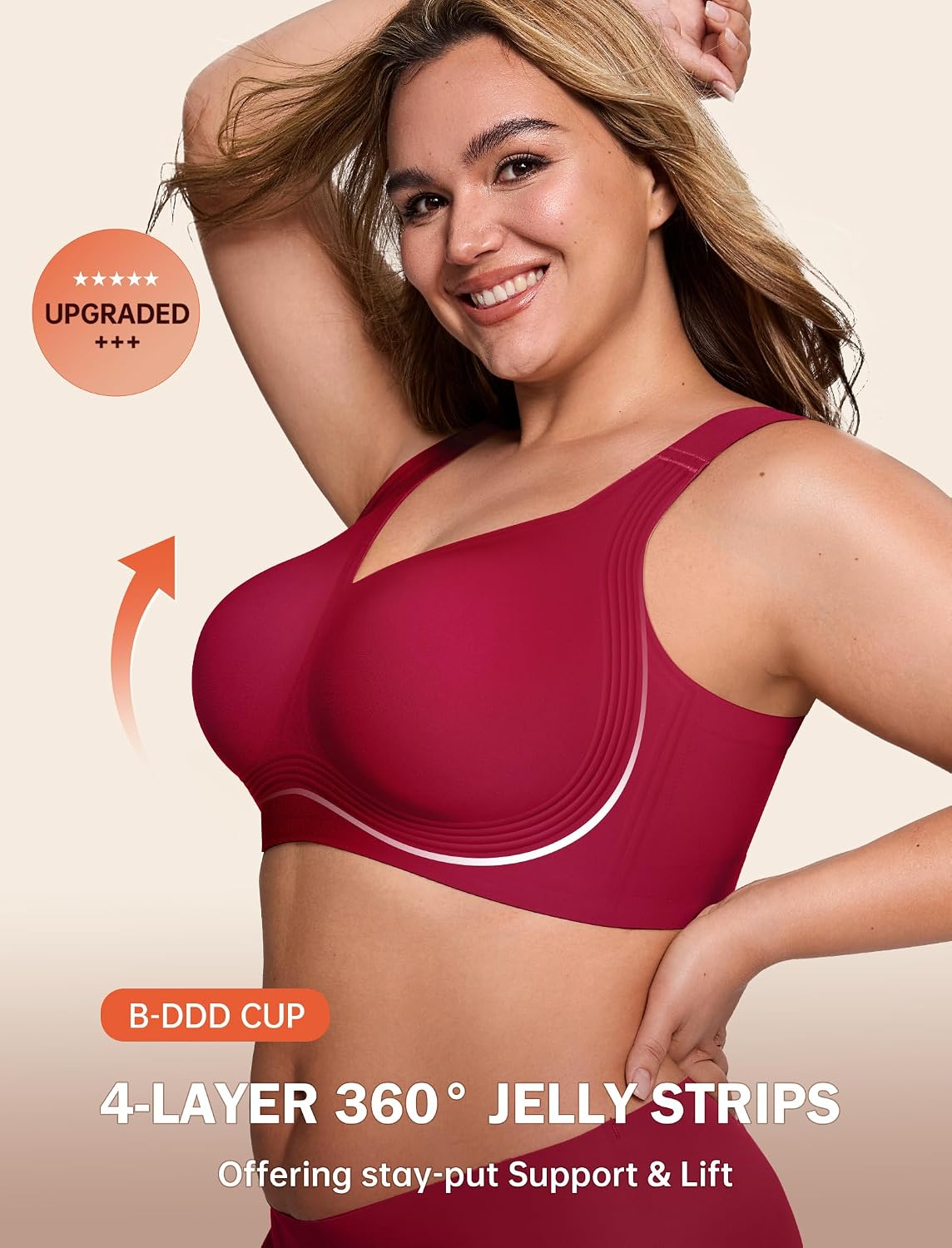 LetsJoli Bras for Women Supportive Wireless Push Up Bra Full Coverage No Underwire Seamless Plus Size for Older Women
