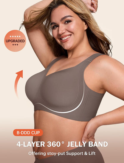 LetsJoli Bras for Women Supportive Wireless Push Up Bra Full Coverage No Underwire Seamless Plus Size for Older Women