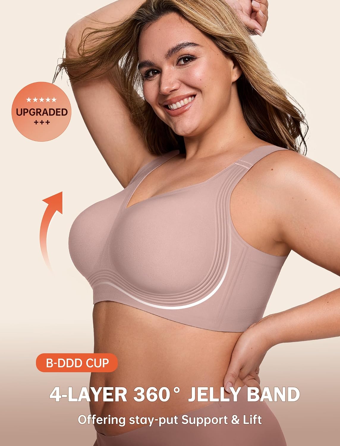 LetsJoli Bras for Women Supportive Wireless Push Up Bra Full Coverage No Underwire Seamless Plus Size for Older Women