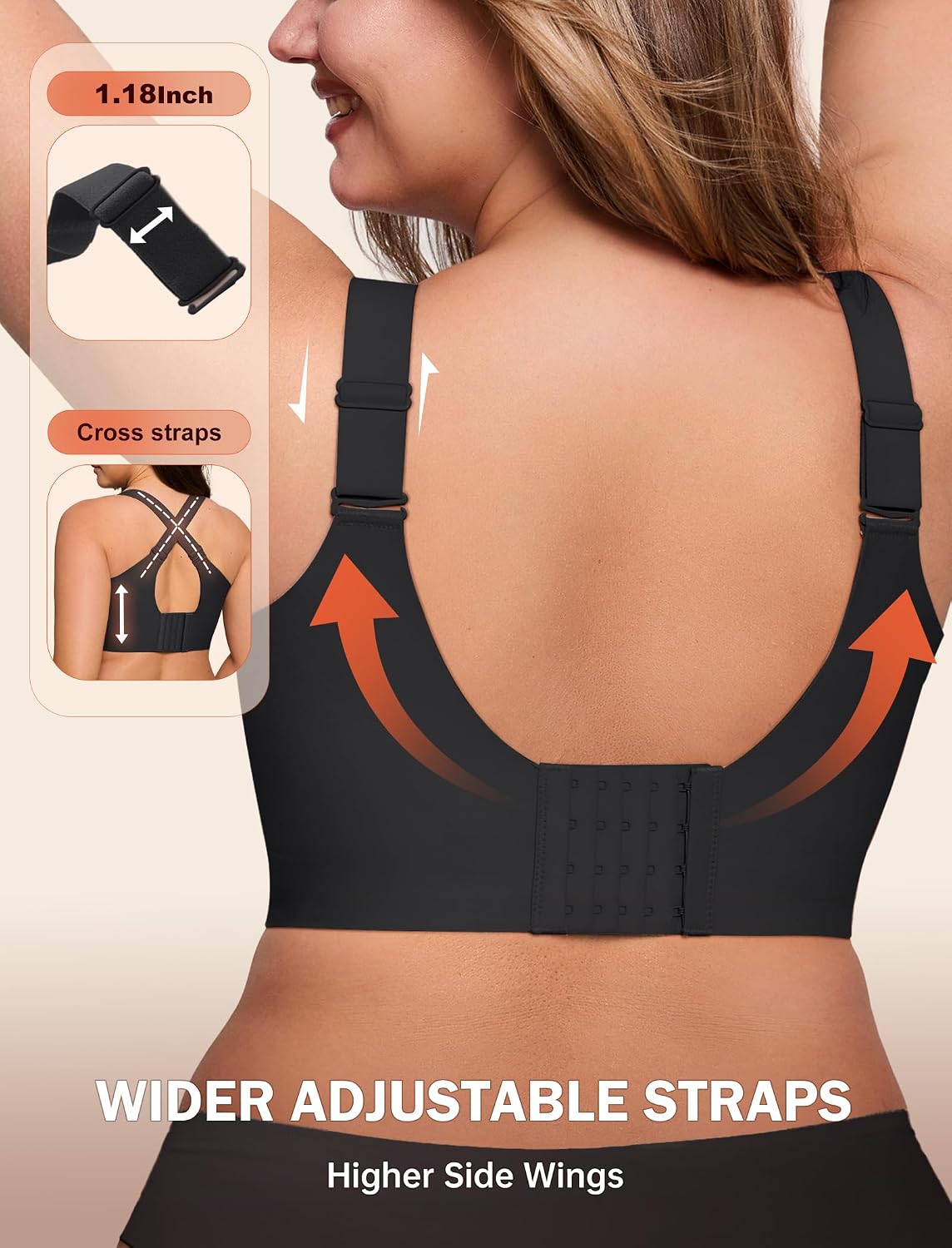 LetsJoli Bras for Women Supportive Wireless Push Up Bra Full Coverage No Underwire Seamless Plus Size for Older Women