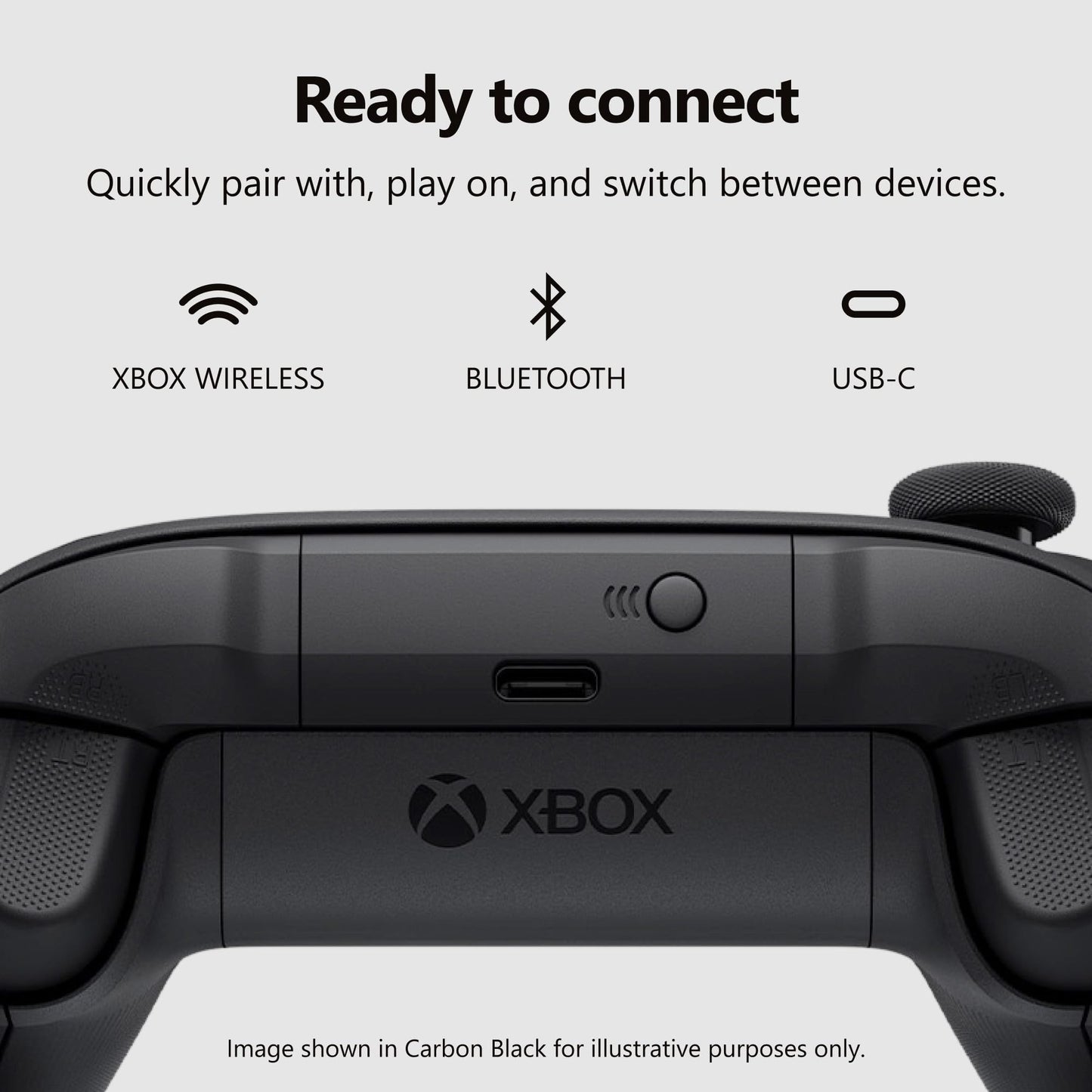 XBOX Wireless Gaming Controller | Carbon Black | Console, PC, & Cloud Devices | Textured Grip | Wireless, Bluetooth, USB-C Connectivity