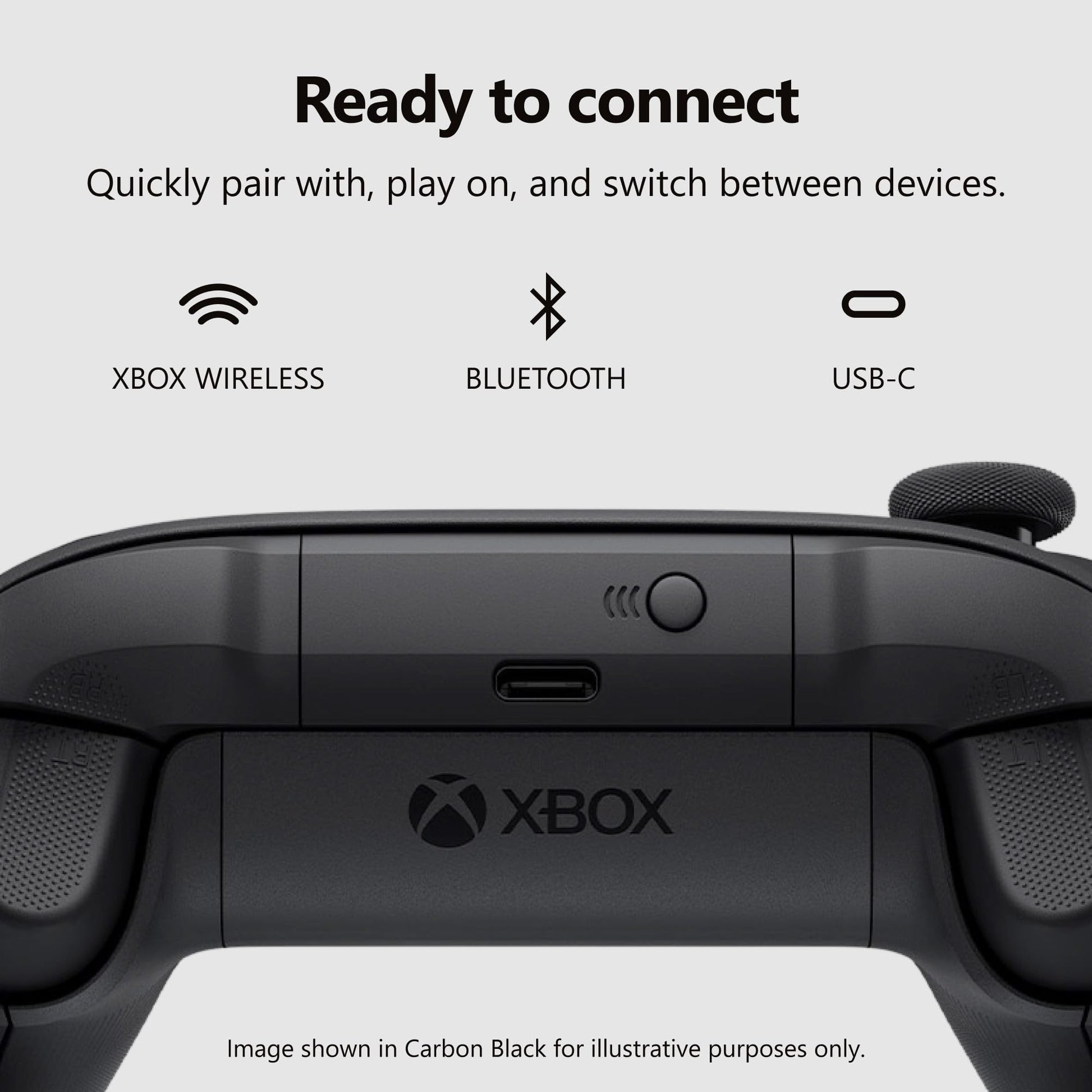 XBOX Wireless Gaming Controller | Carbon Black | Console, PC, & Cloud Devices | Textured Grip | Wireless, Bluetooth, USB-C Connectivity