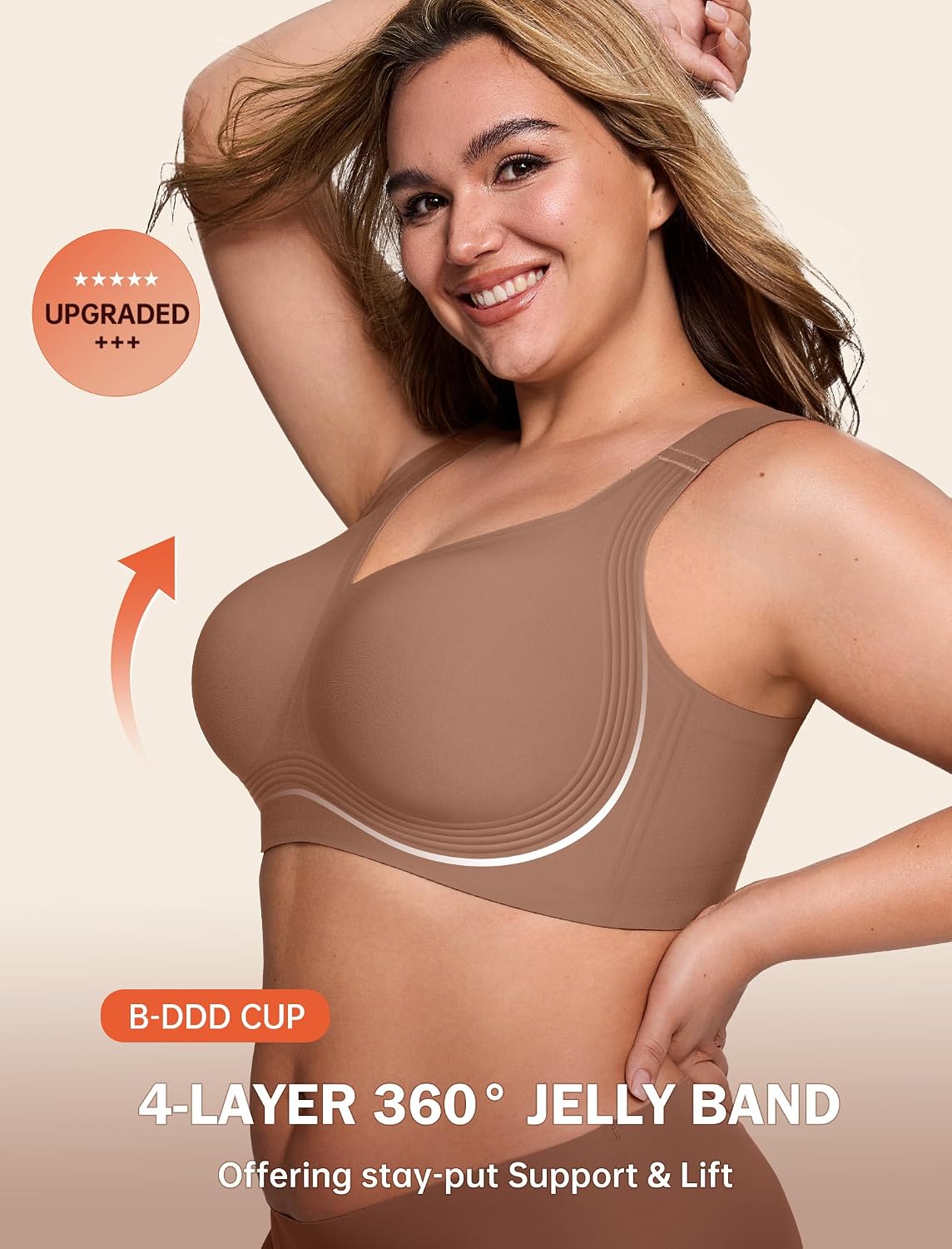 LetsJoli Bras for Women Supportive Wireless Push Up Bra Full Coverage No Underwire Seamless Plus Size for Older Women